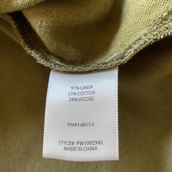 Indigo Rising Linen Blend Olive Button Up Shirt Top - Picture 7 of 7